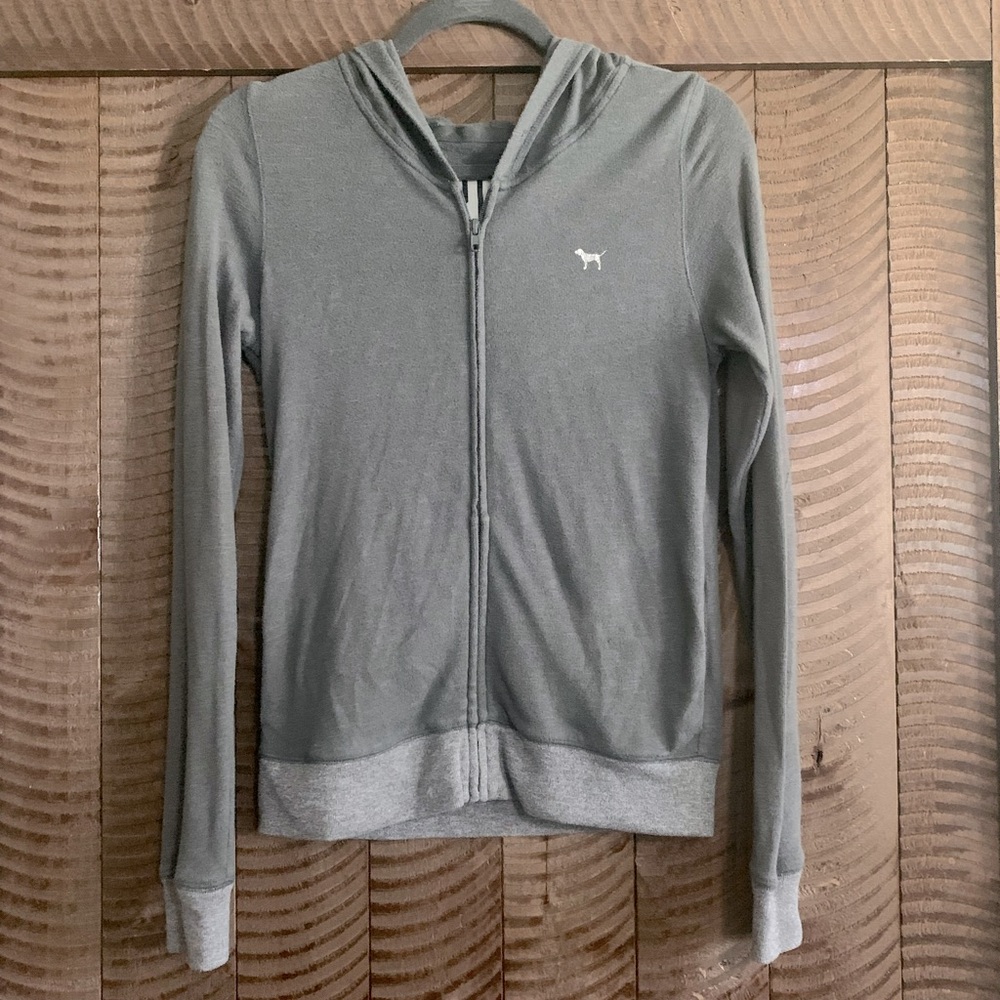 PINK Victoria Secret Gray Lounge Zip Up Hoodie
